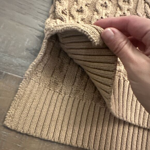 Nicole Miller Cable Knit Sweater Vest Sz L Tan Camel Preppy Academia Old Money - Picture 6 of 8